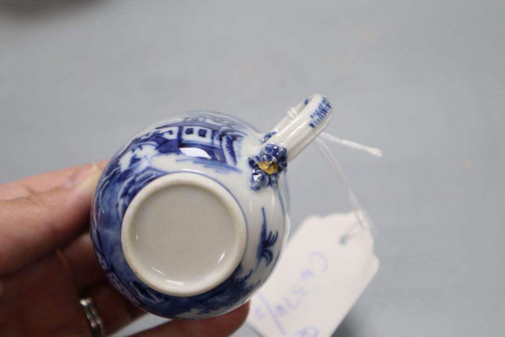 A Chinese blue and white tea cup, a novelty tea bowl and two other teacups